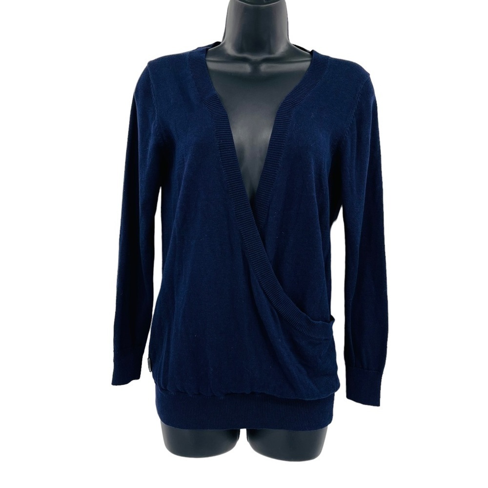 Lole Swing Crossover Neckline Pullover Sweater Mesh Back Blue Women's‎ size S